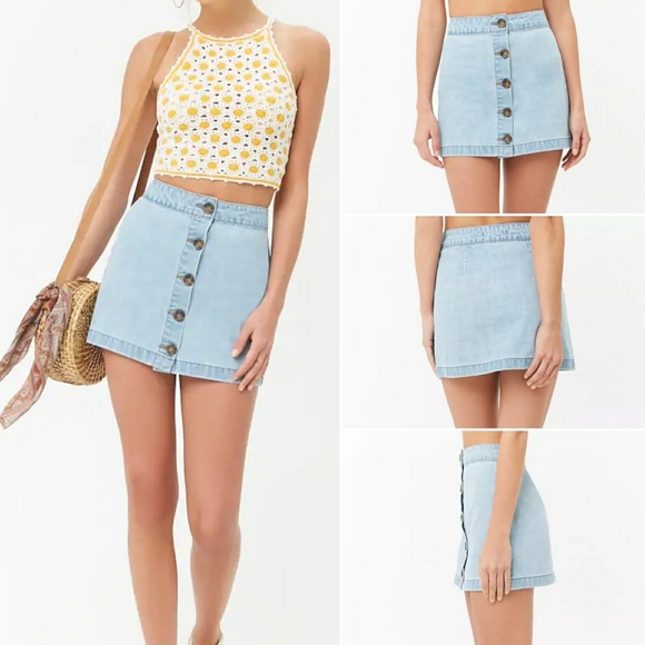 forever 21 blue jean skirt